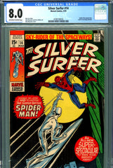 Silver Surfer #14 CGC graded 8.0  Spider-Man cover and story