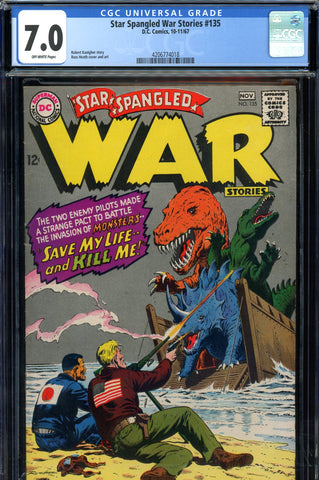 Star Spangled War Stories #135 CGC graded 7.0 - "War That Time Forgot" story