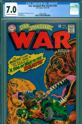 Star Spangled War Stories #136 CGC graded 7.0 - "War That Time Forgot" story