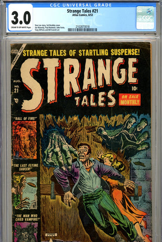 Strange Tales #021 CGC 3.0 - Stan Lee story - Brodsky cover - SOLD!