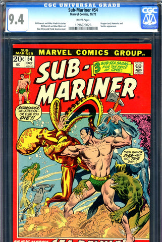Sub-Mariner #54 CGC graded 9.4 Namorita app - SOLD!