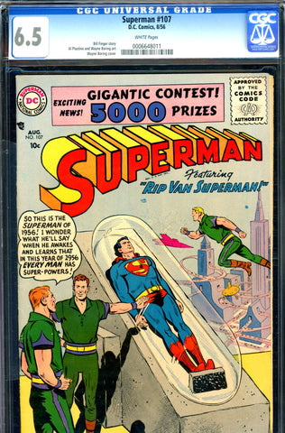 Superman #107 CGC graded 6.5 - white pages (1956) SOLD!