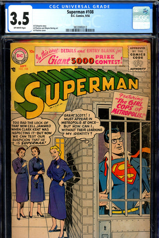 Superman #108 CGC graded 3.5 - Plastino art and cover - SOLD!