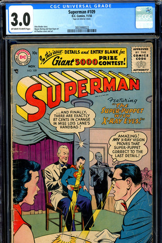 Superman #109 CGC graded 3.0 - first Silver Age issue - SOLD!