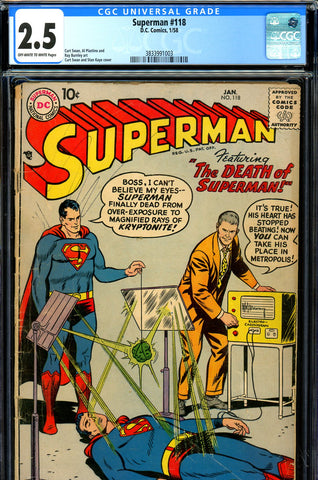 Superman #118 CGC graded 2.5 Swan/Kaye cover - SOLD!