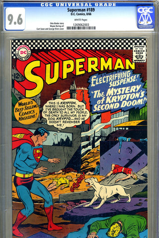 Superman #189  CGC graded 9.6  - SOLD!