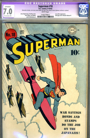 Superman #18  CGC graded 7.0 - white pages - SOLD!
