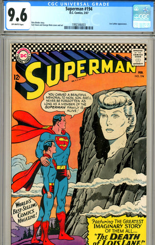 Superman #194 CGC graded 9.6 - second highest graded - SOLD!