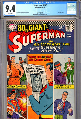 Superman #197 CGC graded 9.4 - white pages - 80 page Giant - SOLD!