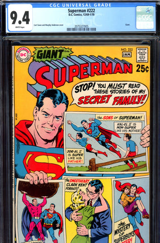 Superman #222 CGC graded 9.4 - white pages - Giant - SOLD!
