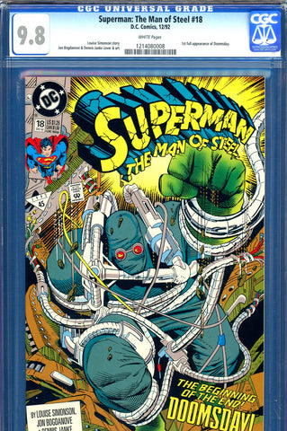 Superman: Man of Steel #18 CGC graded 9.8 - first FULL Doomsday - SOLD!