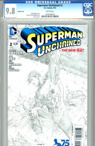 Superman Unchained #2  CGC graded 9.8 - Sketch Cover - HIGHEST GRADED