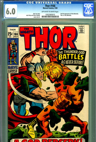 Thor #166 CGC graded 6.0 - second FULL appearance of Him (Warlock)