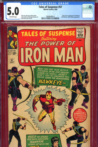 Tales Of Suspense #57 CGC graded 5.0 origin/1st app. Hawkeye