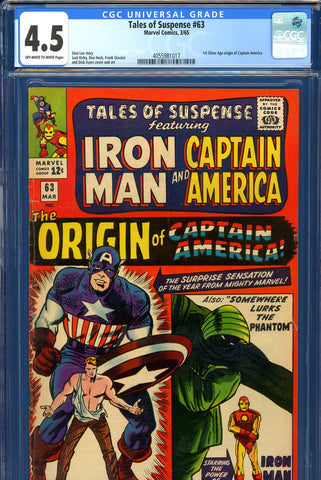 Tales Of Suspense #63 CGC graded 4.5 first S.A. origin Captain America - SOLD!