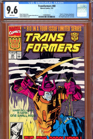 Transformers #80 CGC graded 9.6  "death" of Getaway, Snapdragon, Siren ... last issue - SOLD!