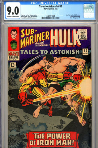 Tales to Astonish #82 CGC graded 9.0 Subby vs Iron Man battle cover - SOLD!