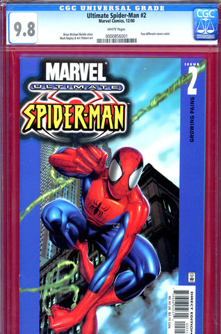 Ultimate Spider-Man #02 CGC graded 9.8 Spider-Man swinging cover - SOLD!