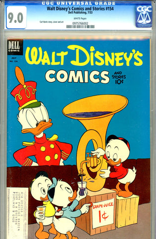 Walt Disney's Comics and Stories #154 CGC graded 9.0 (1953)  SOLD!