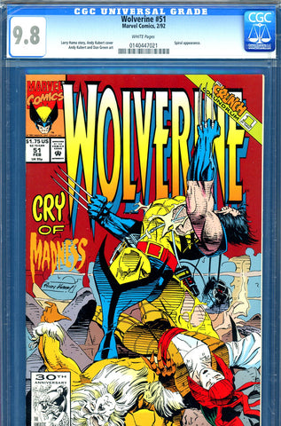 Wolverine #051 CGC graded 9.8 -HIGHEST GRADED Mystique/X-Men app.