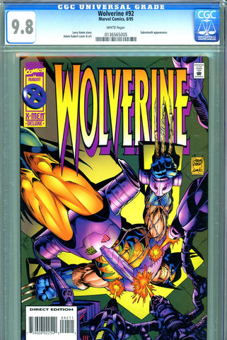 Wolverine #92 CGC graded 9.8 - Sabretooth and X-Men appearance HIGHEST GRADED